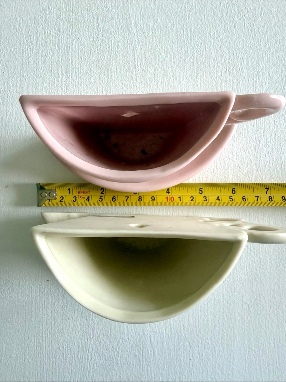 Two Teacup Wall Pockets Pink Cream - Picture 6 of 7